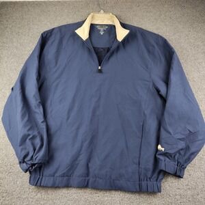 Pebble Beach Windbreaker Mens Medium 1/4 Zip Navy Blue Performance EUC